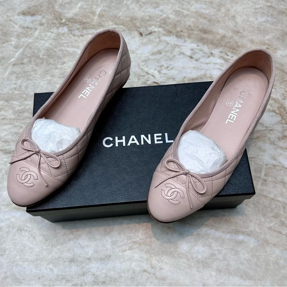 CHANEL Ballet flats Sz.39 Beige/Blush w/Box, shoe bags, docs. - Picture 2 of 16